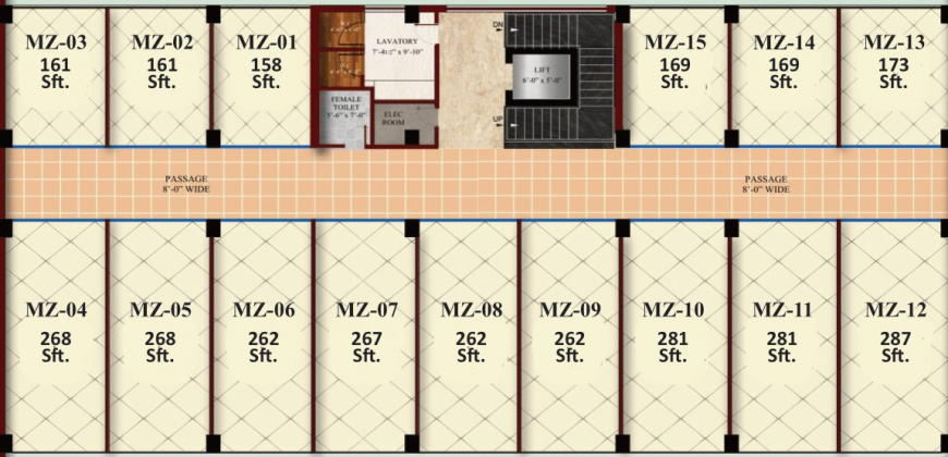 Mezzanine floor ( 13 shops )